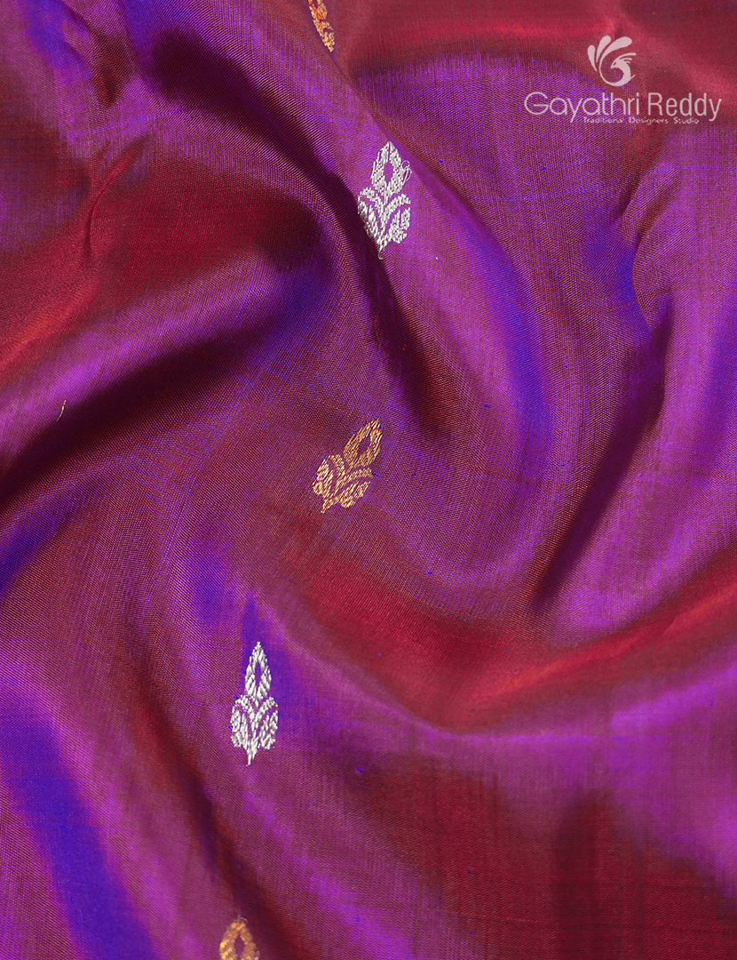 Pure Gadwal Silk Saree in Magenta and Blue