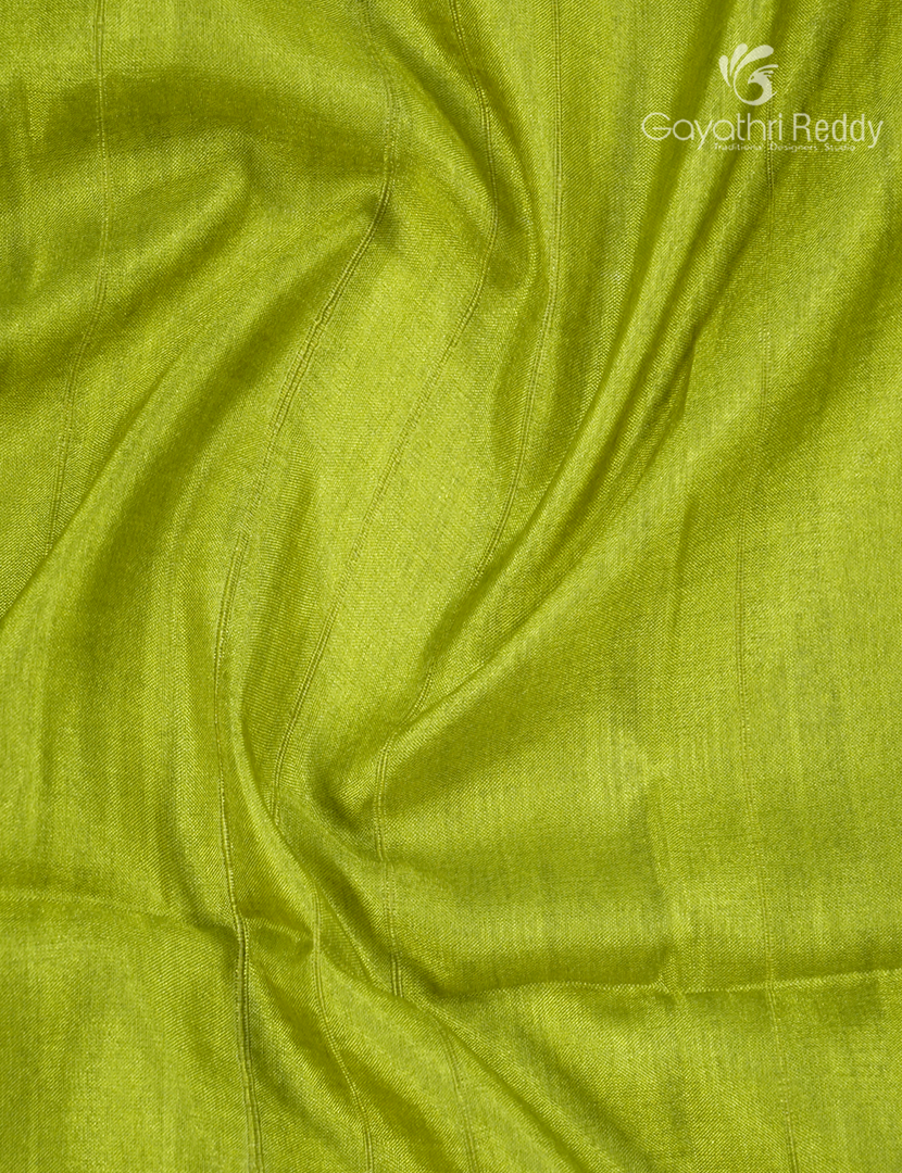 Semi Tussar Saree Parrot Green and Purple