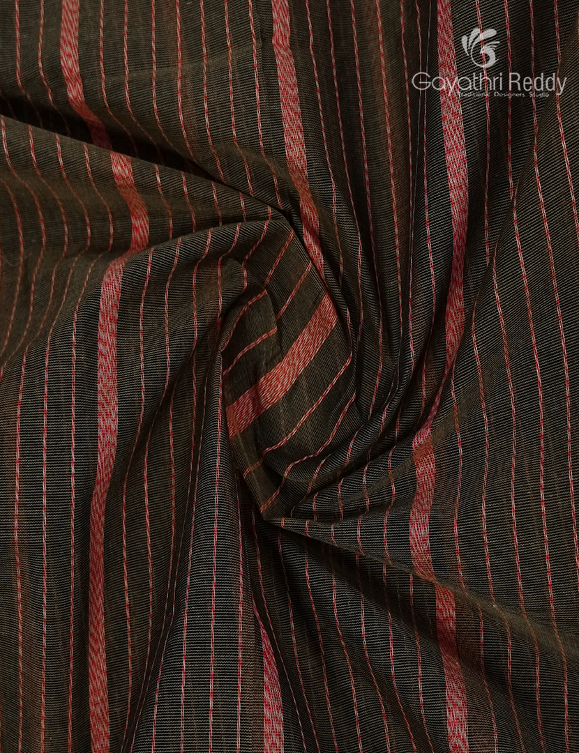 Pure Handloom Cotton Saree in Deep Olive and Baby Pink