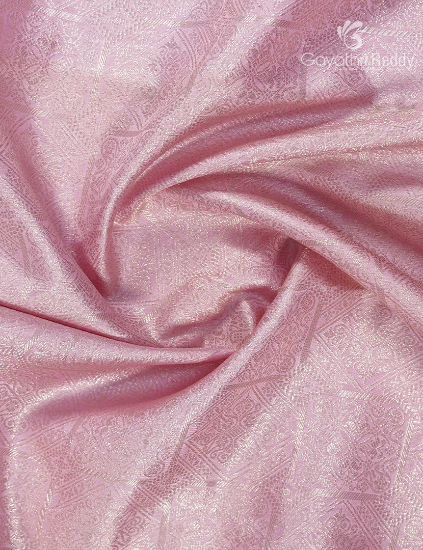Pure Kanchipuram Bridal Silk in Pastel Pink and Red
