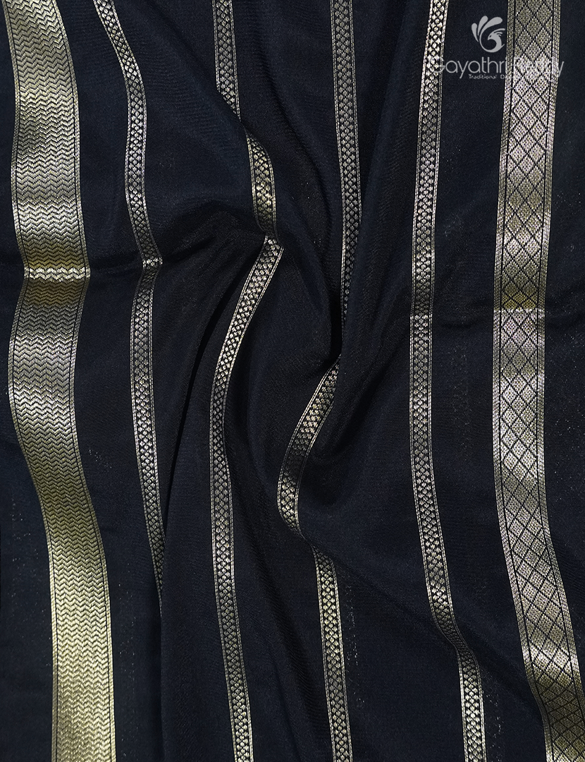 Semi Mysore Crepe Saree in Deep Navy Blue