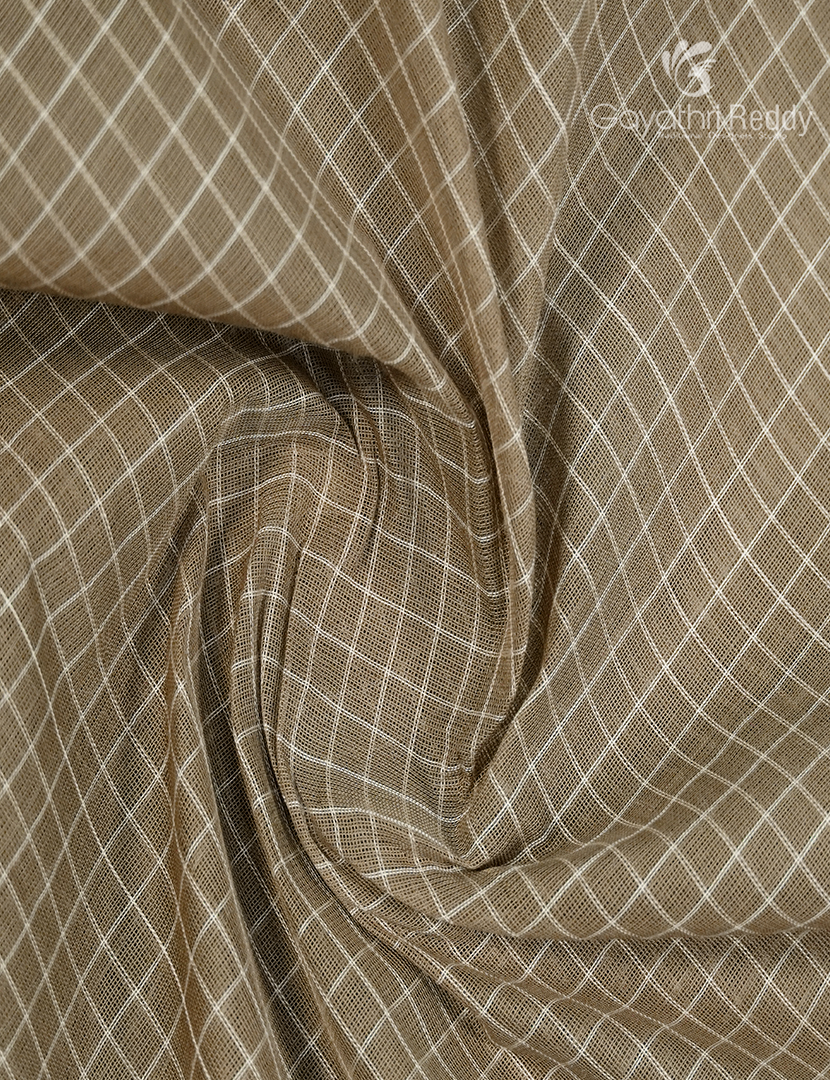 Pure Gadwal Cotton Saree in Olive Grey and Red