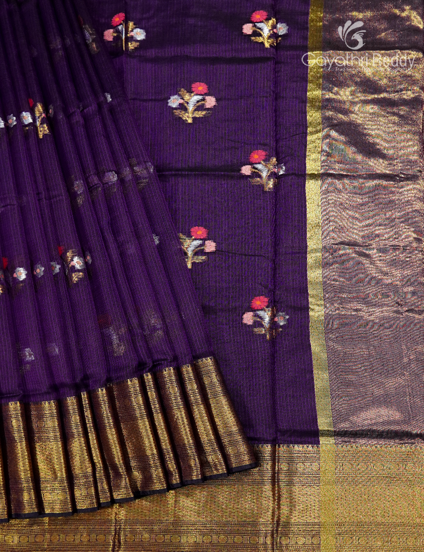 Pure Silk Kota Saree in Deep Purple
