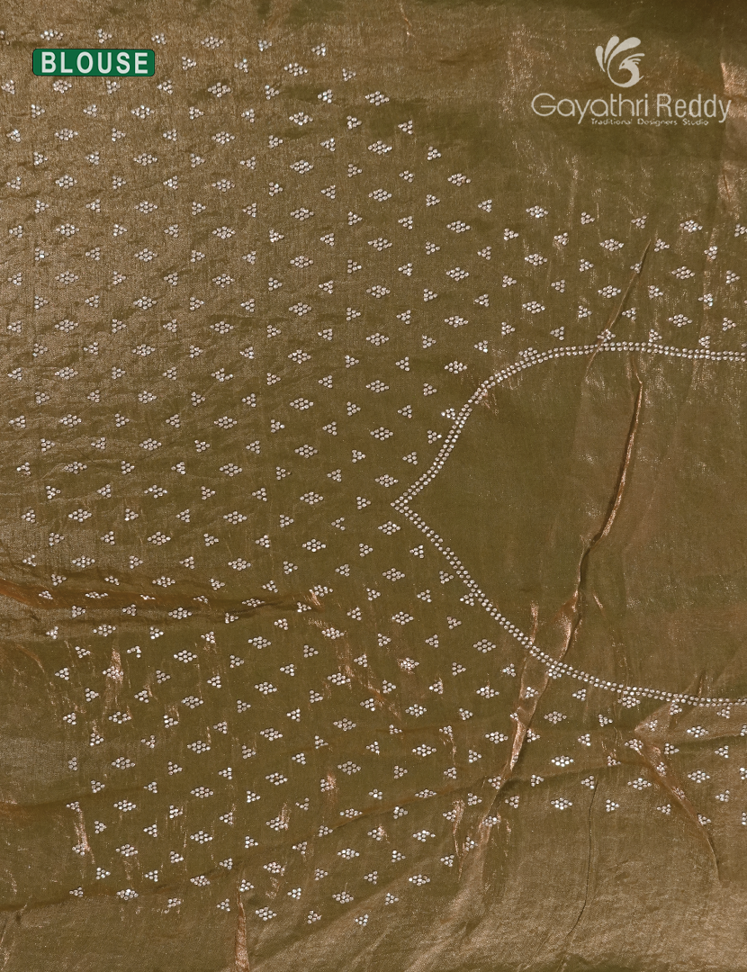 Organza Fancy Saree in Khakhi Green