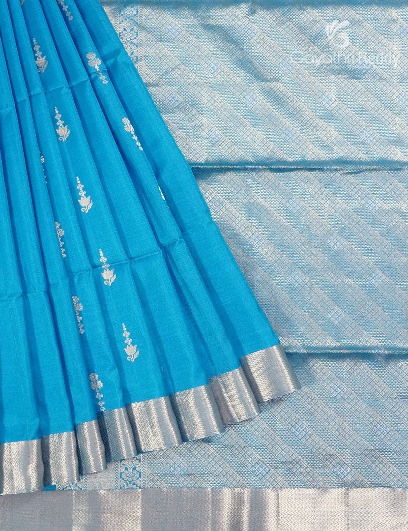 Pure Kanchipuram Silk Vinrage Saree in Sky Blue