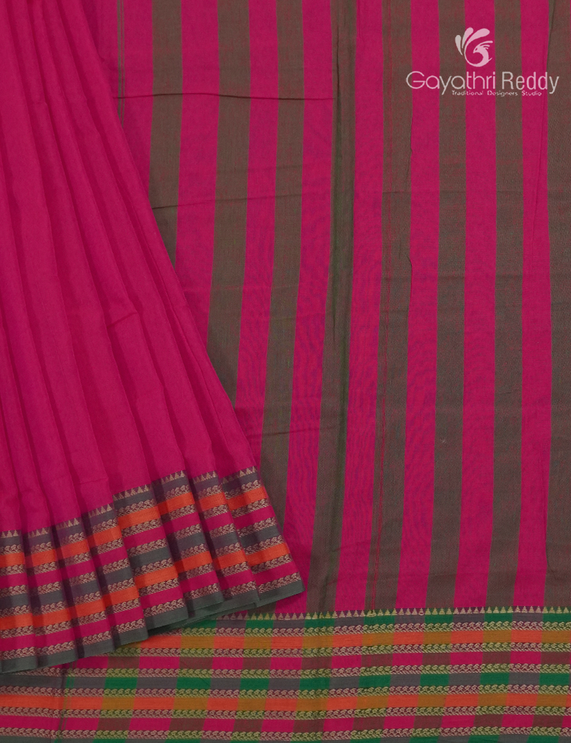 Pure Narayanpet Cotton Saree in Ruby Pink