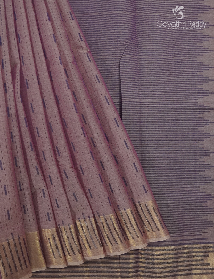 Pure Kanchi Cotton Saree in Mauve Brown