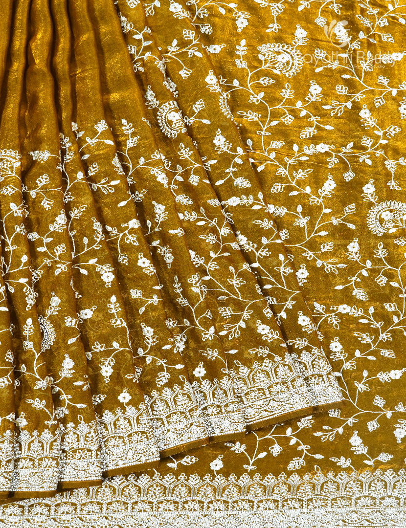 Tissue Fancy Party Wear in Dry Mehendi