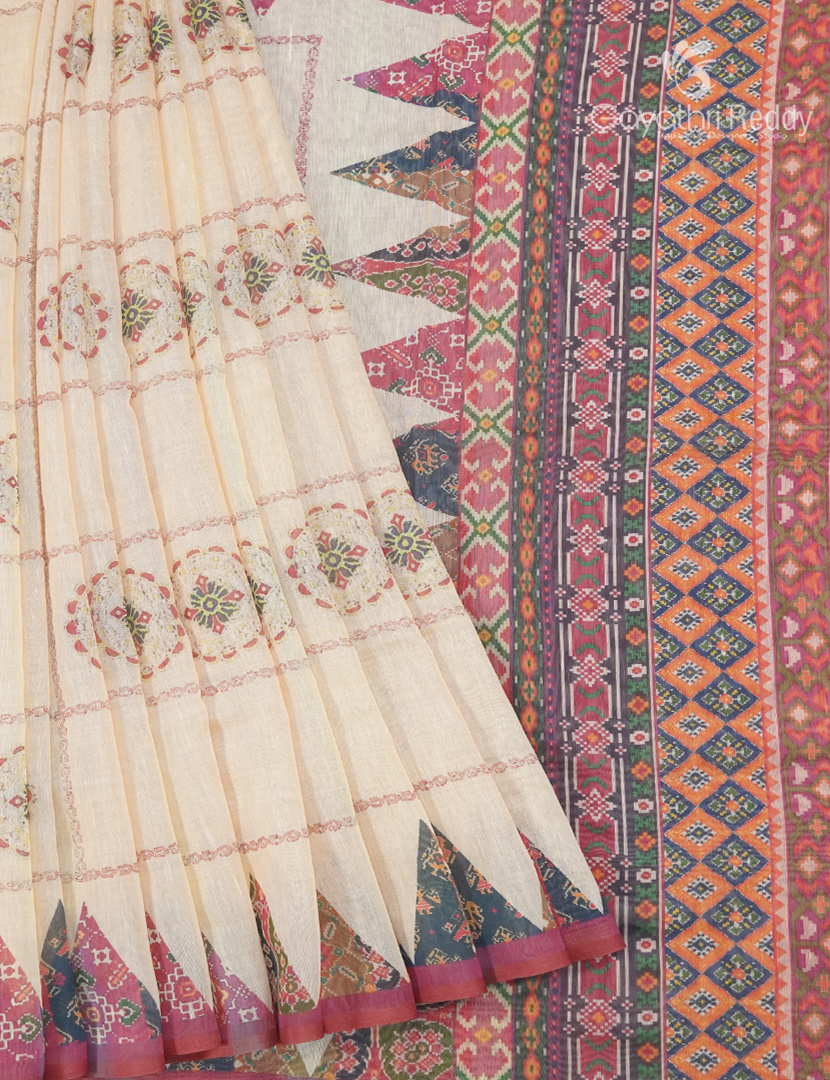Pure Linen Saree in Peach