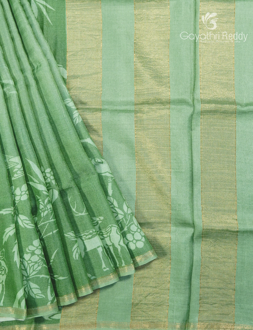 PURE TUSSAR PRINTED SAREE-TS1589