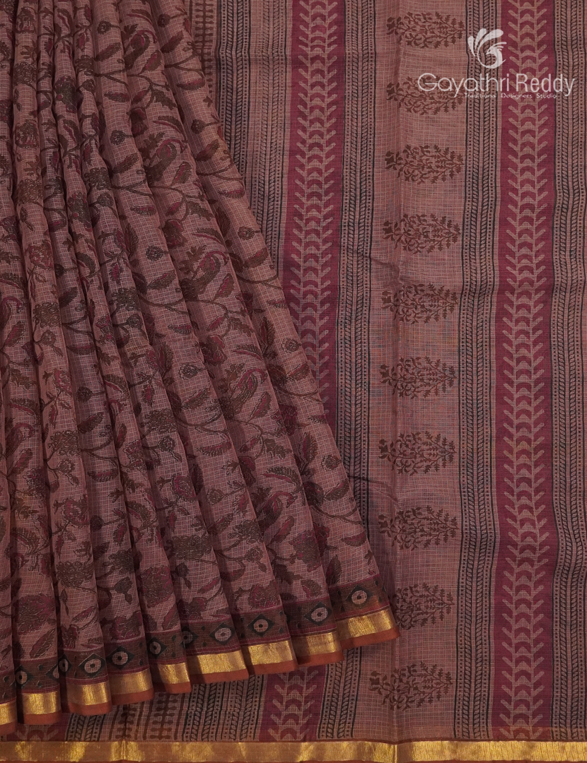 Premium Quality Cotton Kota Saree in Brown
