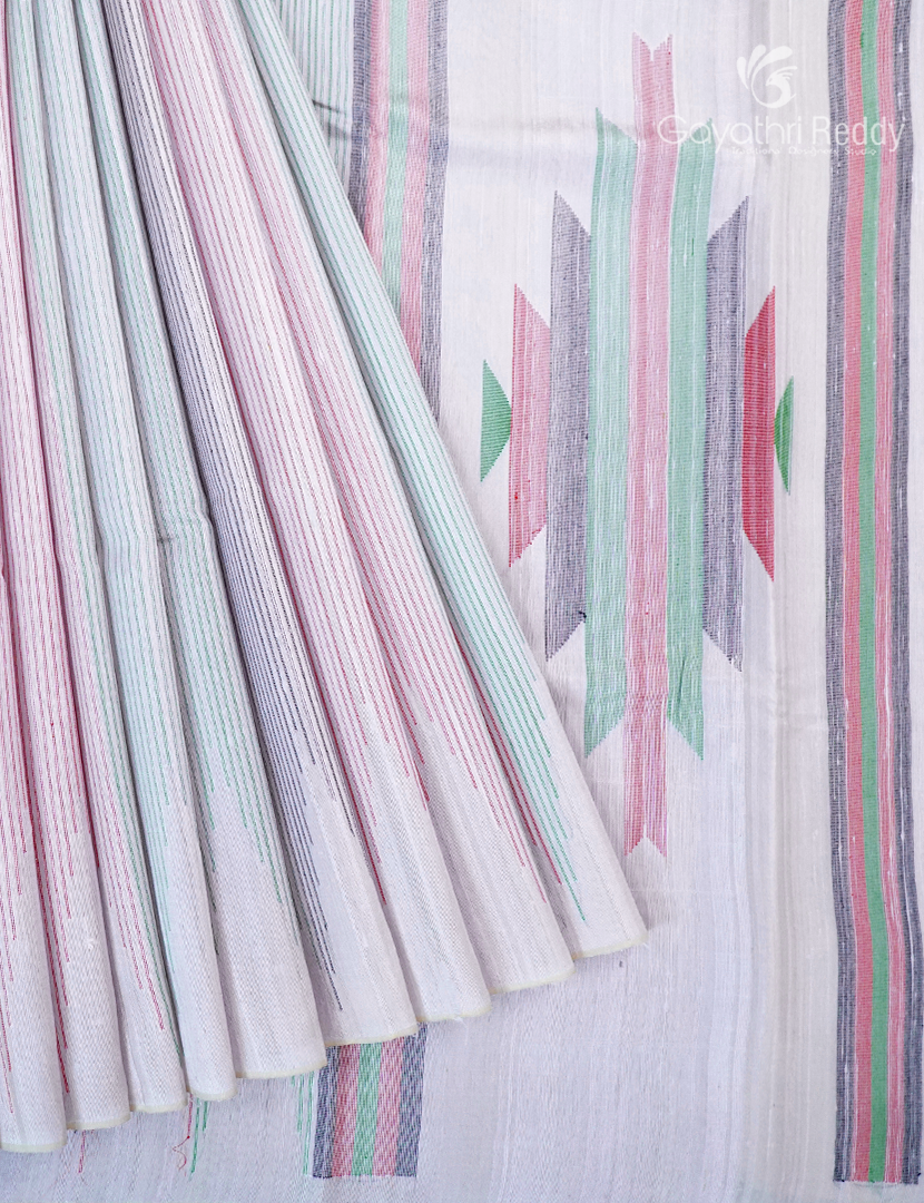 Pure Khadi Pattu Saree in Pastel Cream