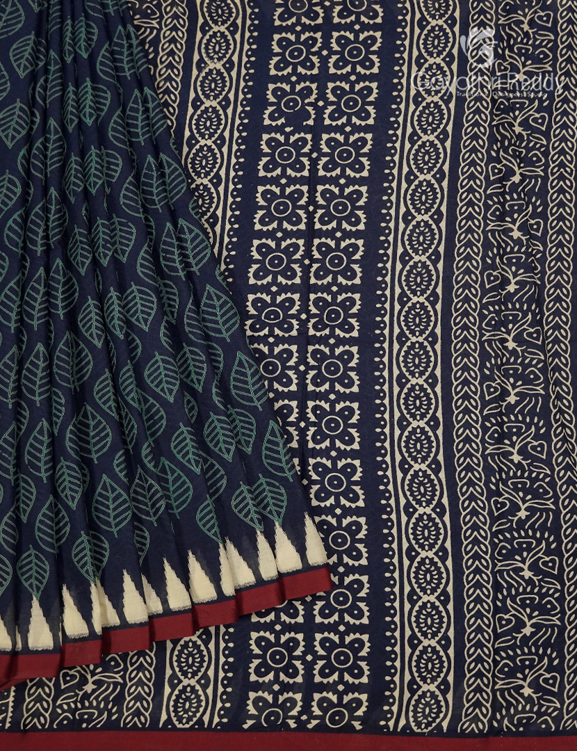 Vidharbha Cotton Saree in Indigo Blue