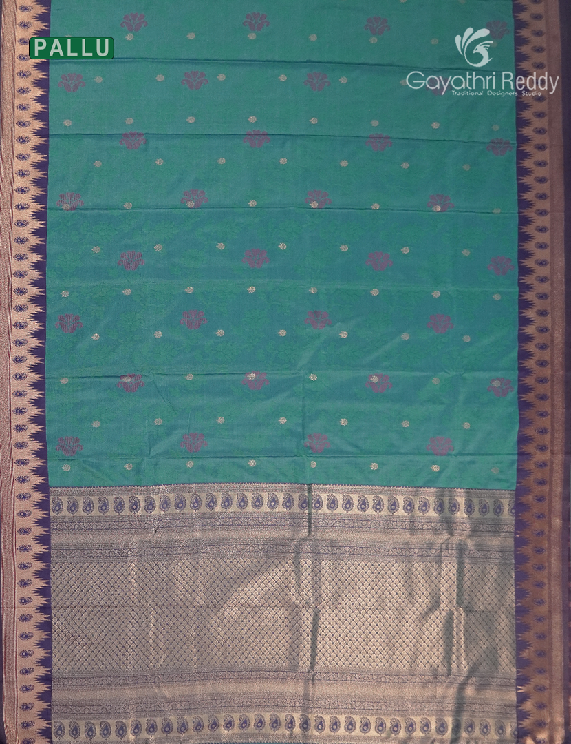 Semi Kanchipuram Art Silk Saree in Deep Rama Green
