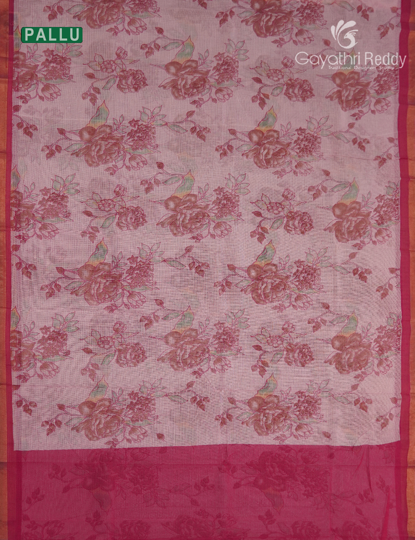 Premium Quality Cotton Kota Saree in Baby Pink and Rani Pink