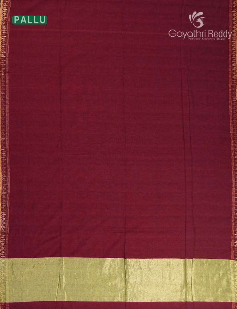 Jamdani Cotton Saree in Deep Maroon
