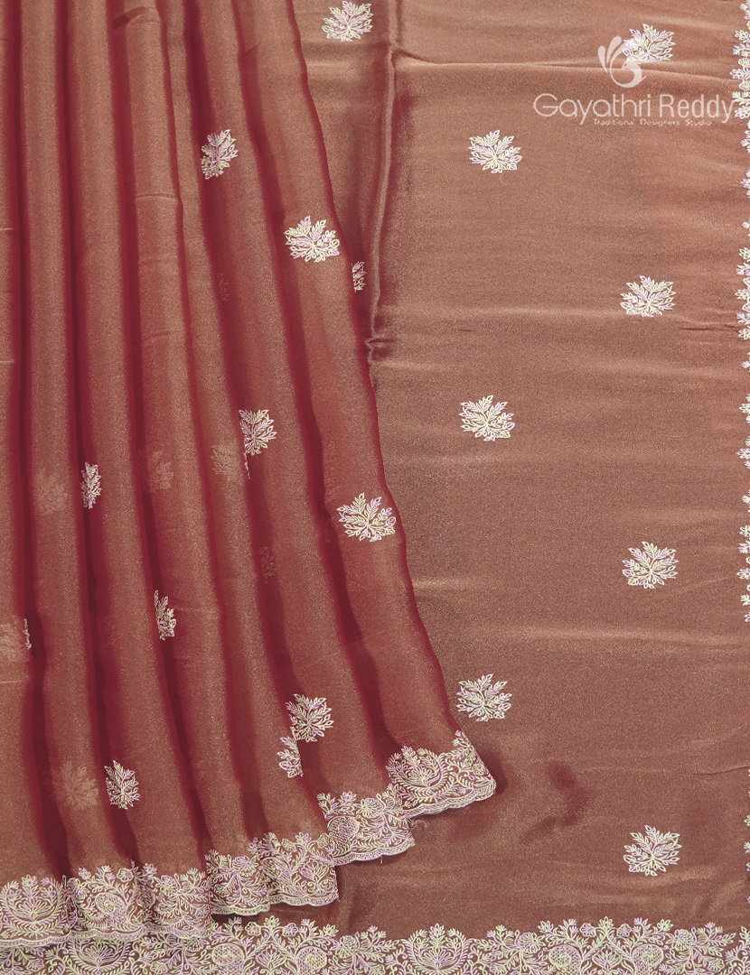 Fancy Saree in Deep Copper Red