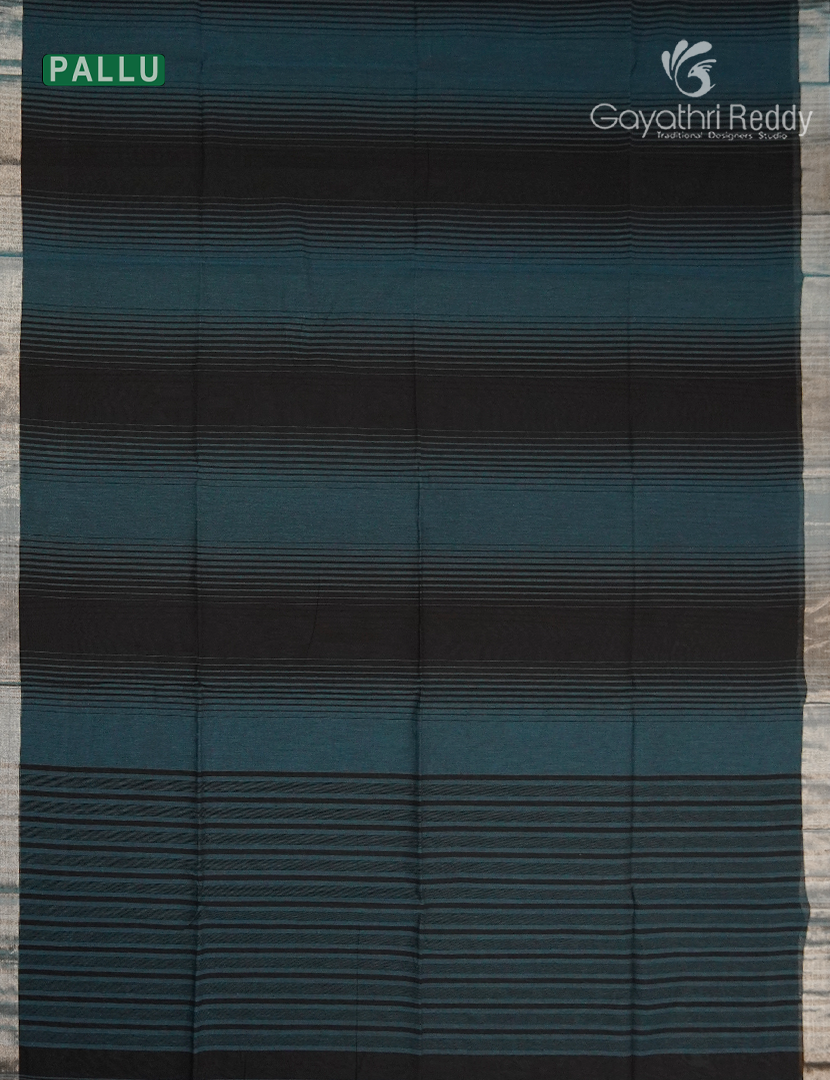 Pure Kanchi Cotton Saree in Deep Rama Green and Black