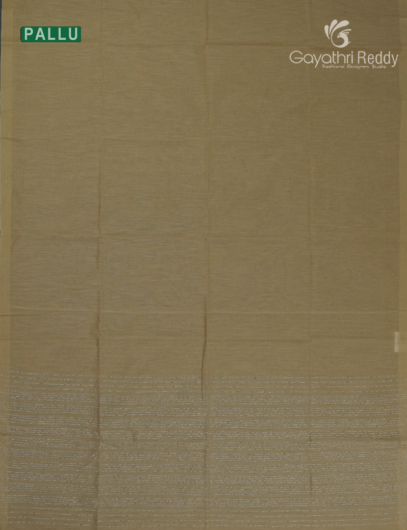 Pure Handloom Cotton Saree in Khakhi Green