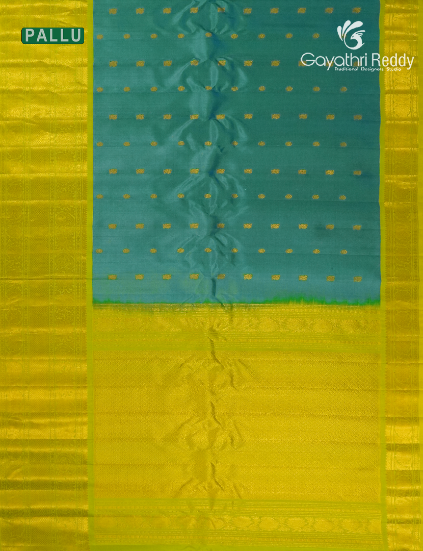 Pure Gadwal Silk Saree in Deep Rama Green and Mehendi Green