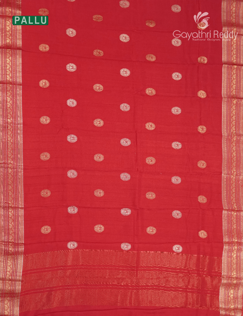 Semi Mysore Crepe Saree in Red