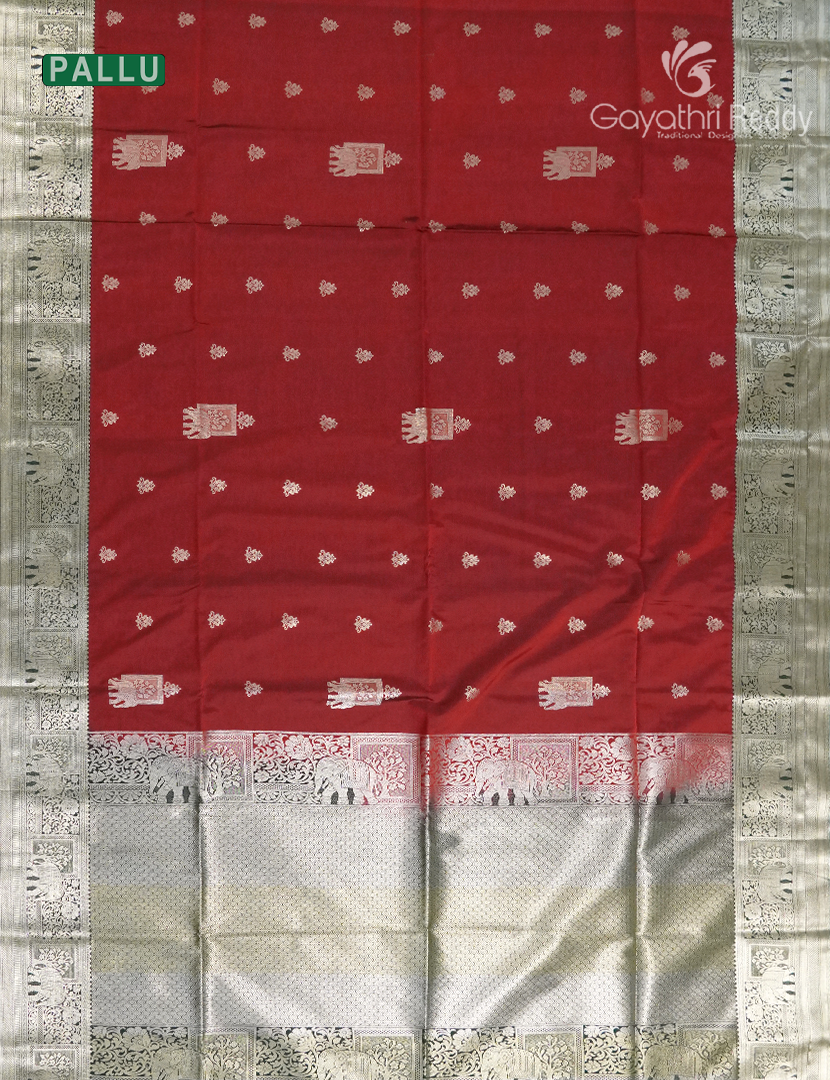 Soft Silk Saree in Deep Rust and Deep Green