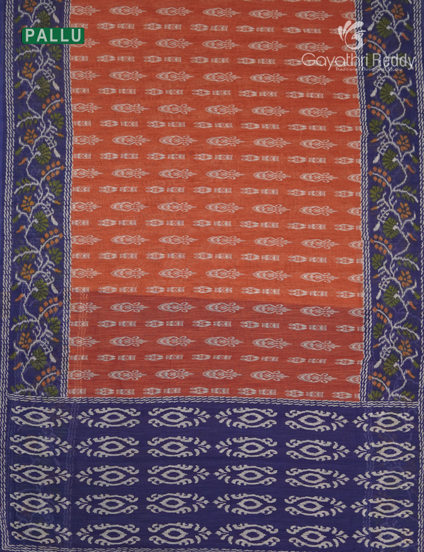 Linen Cotton Saree in Orange