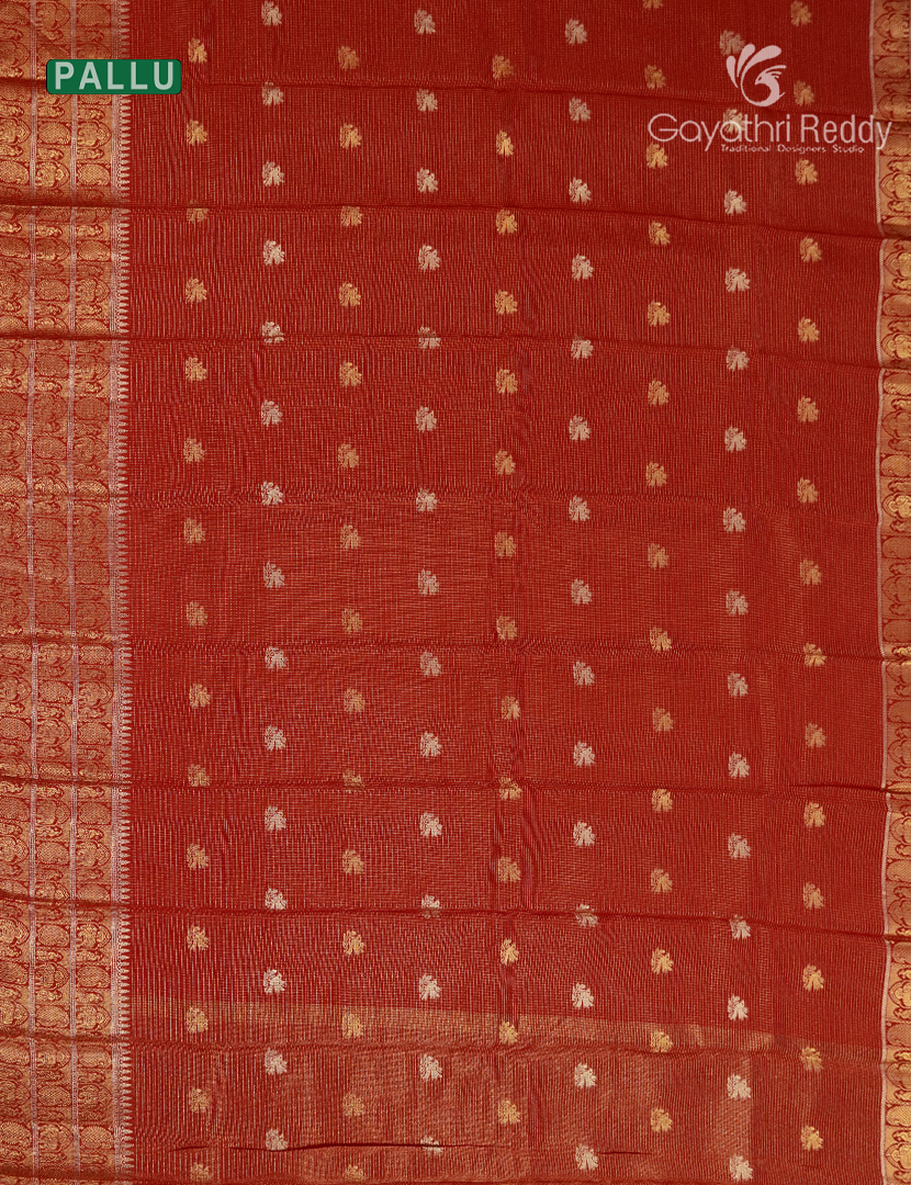 Semi Mysore Crepe Saree in Burnt Orange