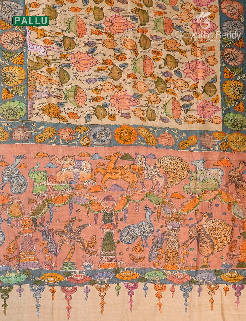 Semi Tussar Silk Saree in Light Orange