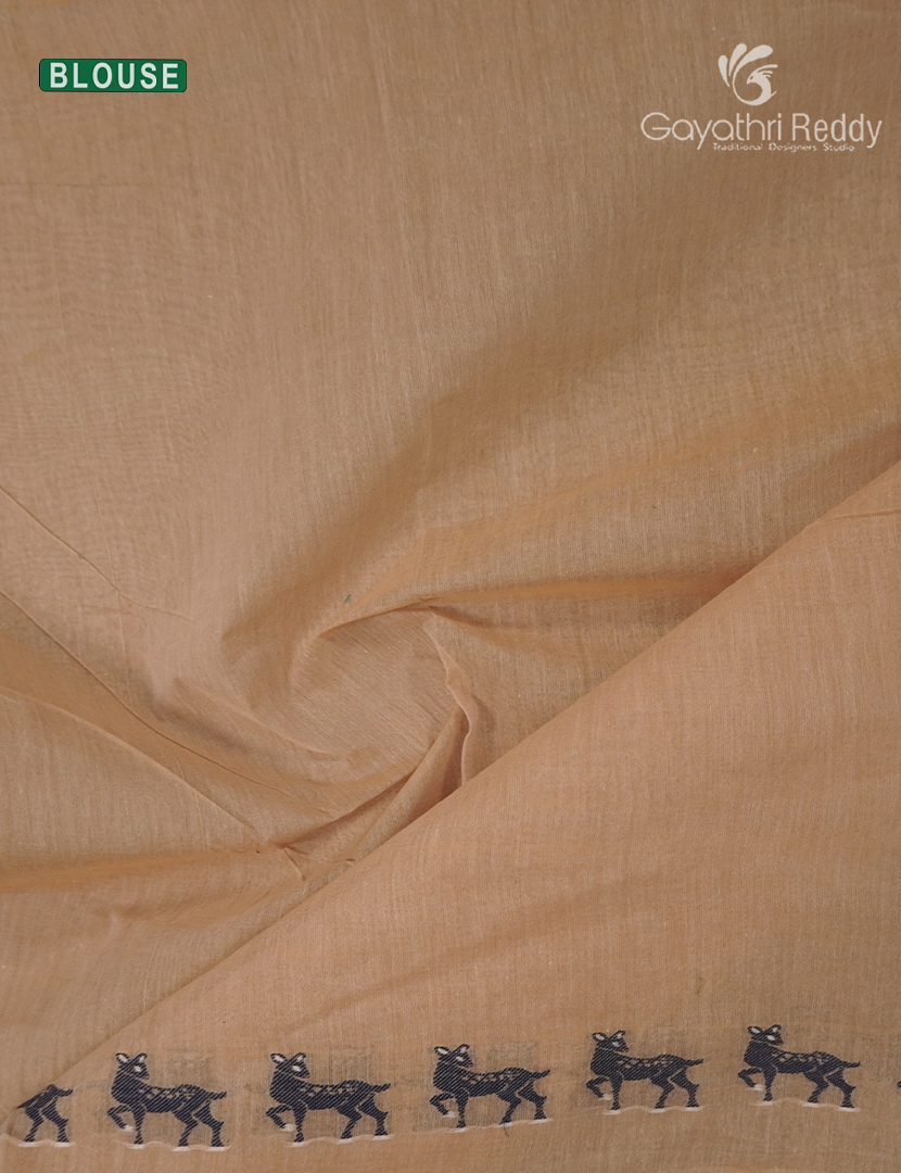 Jamdani Cotton Saree in Sandalwood