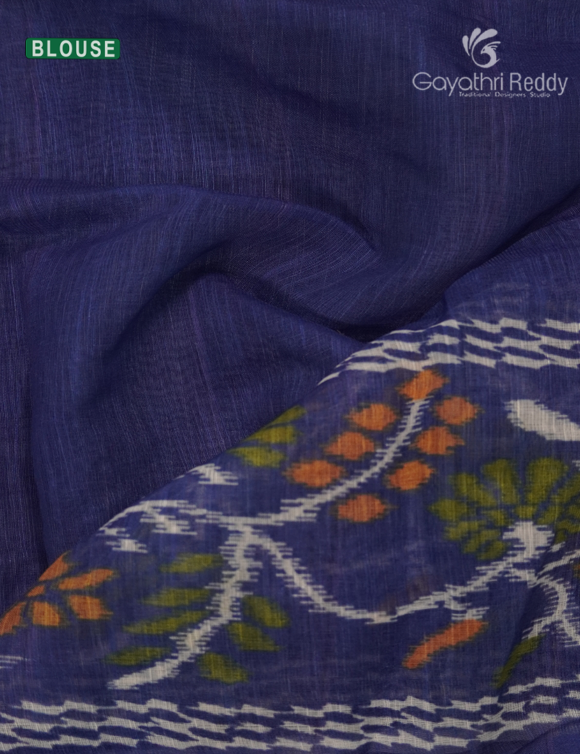 Linen Cotton Saree in Orange