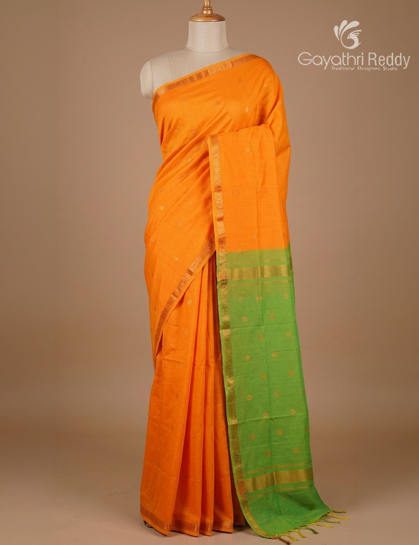 Sico Saree in Orange and Parrot Green