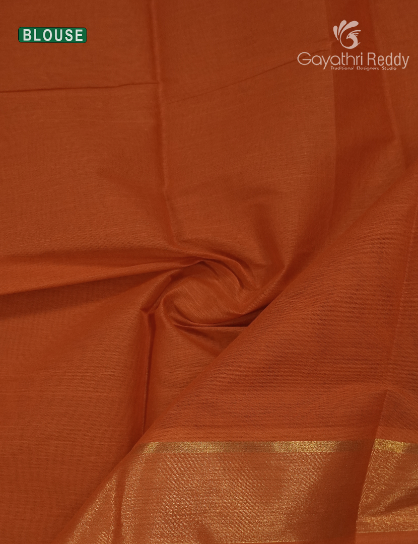 Pure Kanchi Cotton Saree in Orange