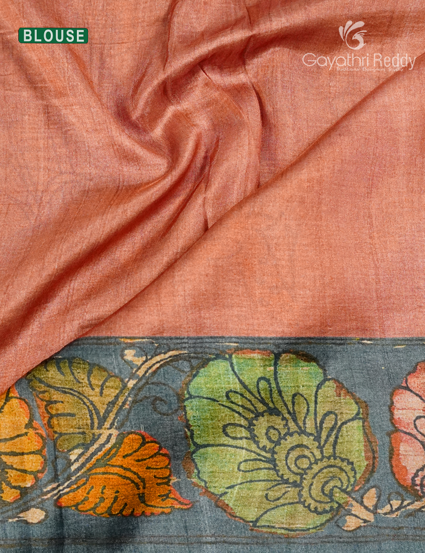 Semi Tussar Silk Saree in Light Orange