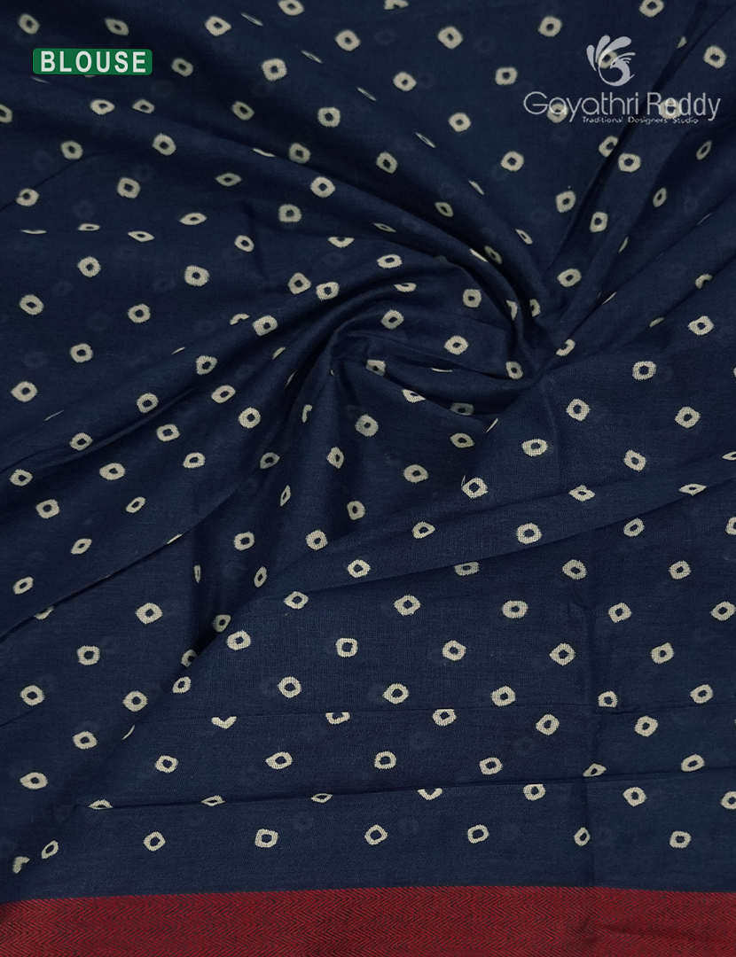 Vidharbha Cotton Saree in Indigo Blue