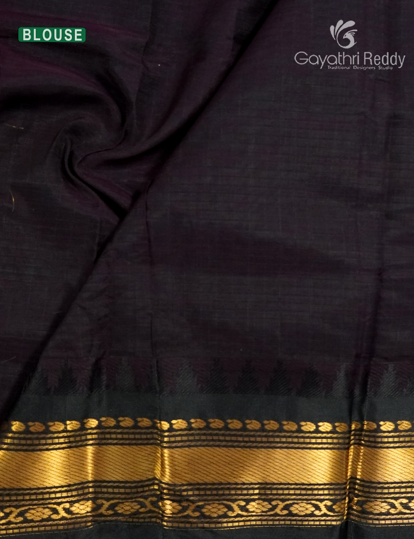 Pure Gadwal Cotton Saree in Sea Foam Green and Black