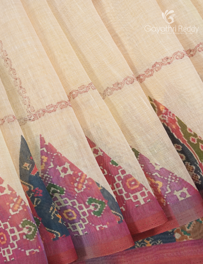 Pure Linen Saree in Peach