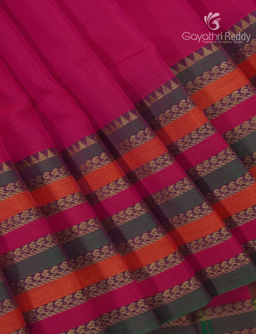 Pure Narayanpet Cotton Saree in Ruby Pink