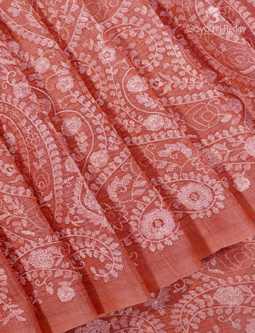 Pure Desi Tussar Fancy Saree in Pastel Peach