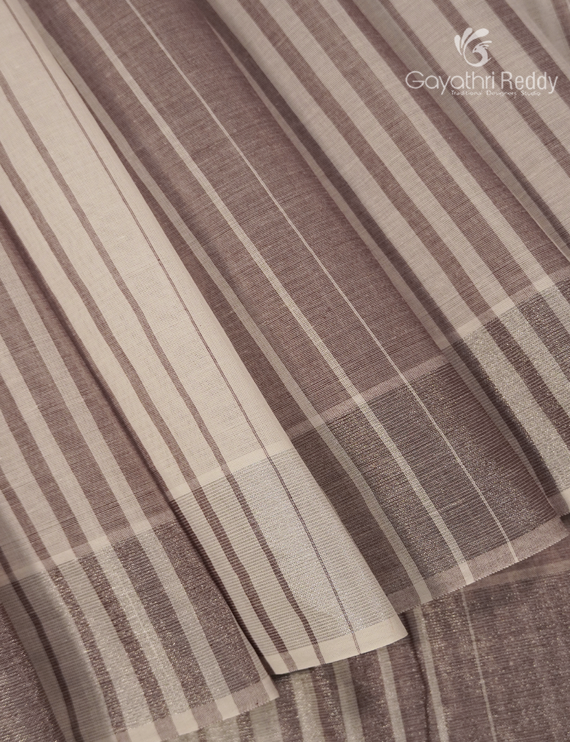 Pure Kanchi Cotton Saree in Cream and Beige
