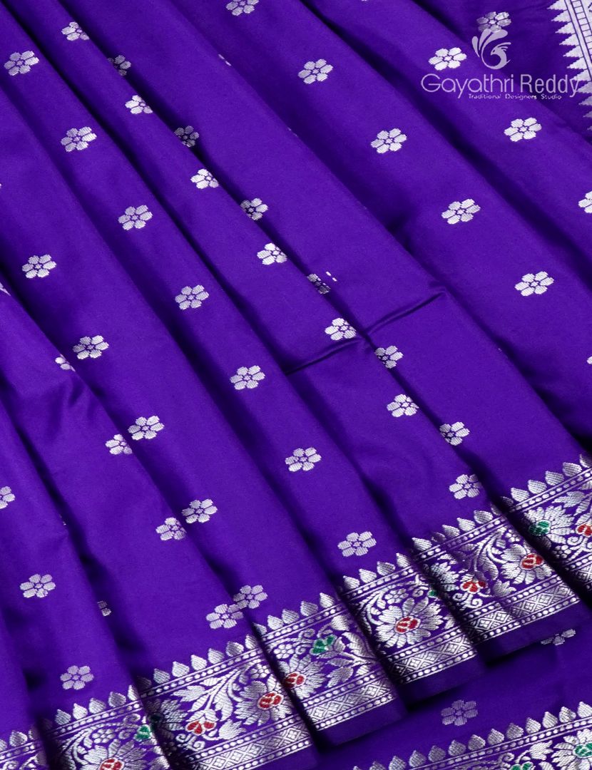 Semi Banaras Katan Silk Saree in Violet