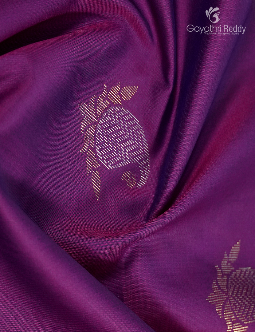 Semi Kanchipuran Silk Saree in Deep Magenta and Rama Blue