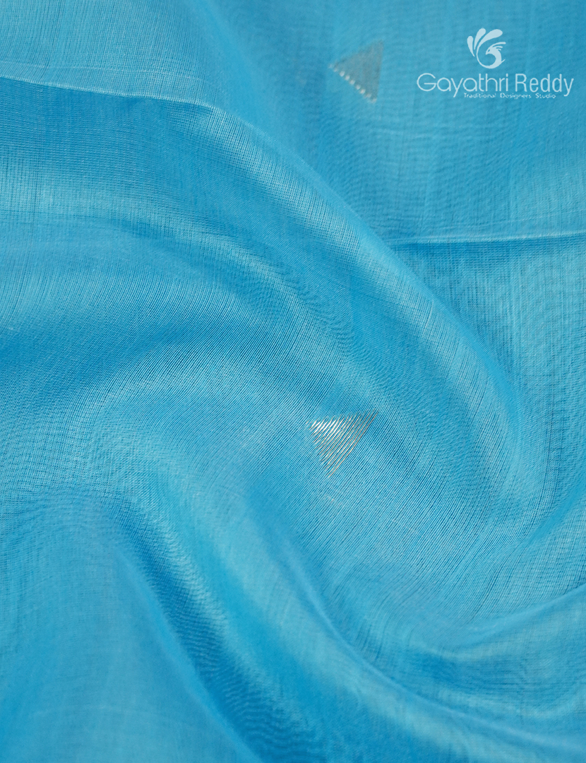 Pure Chanderi Sico Saree in Pastel Cloud Blue