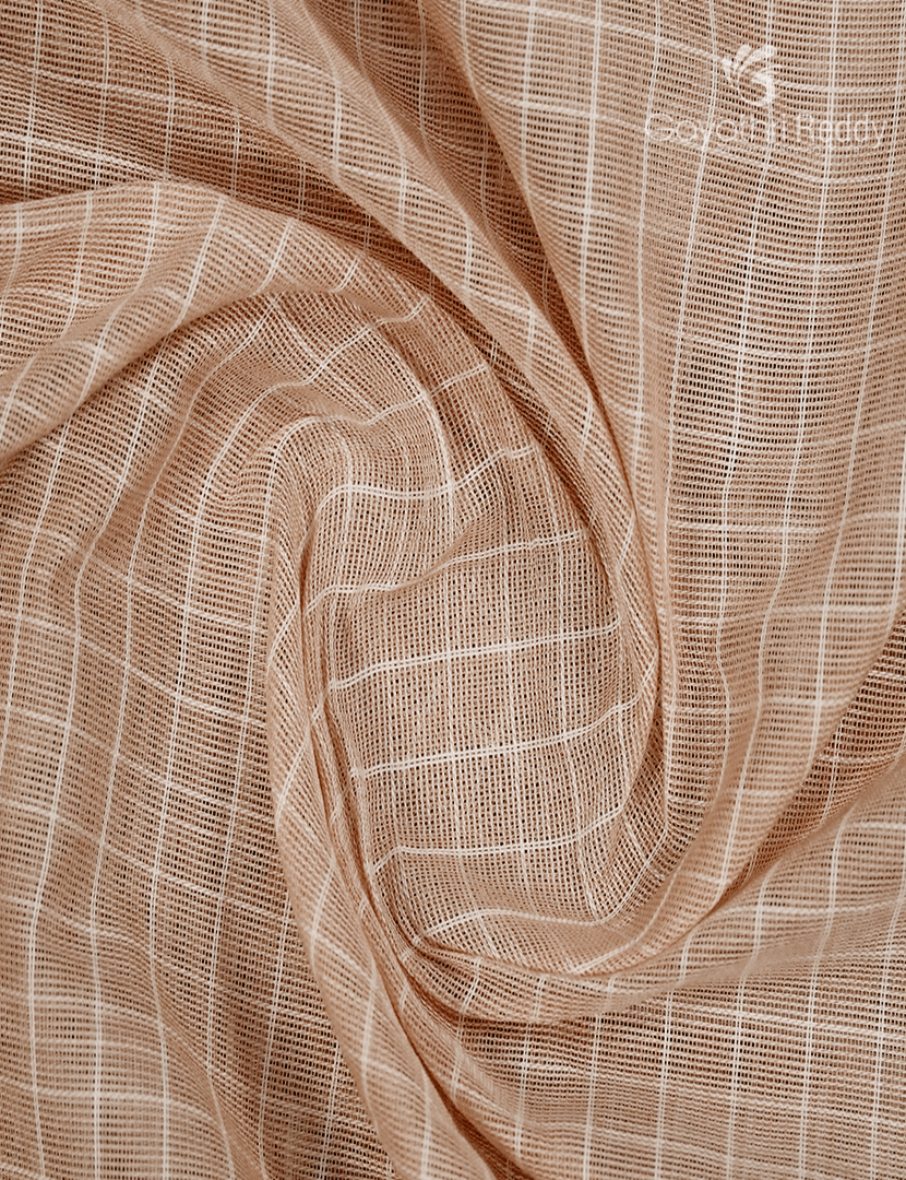 Pure Gadwal Cotton Saree in Light Beige and Deep Rama Green