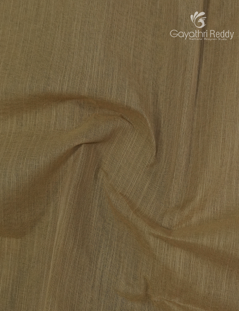 Pure Handloom Cotton Saree in Khakhi Green