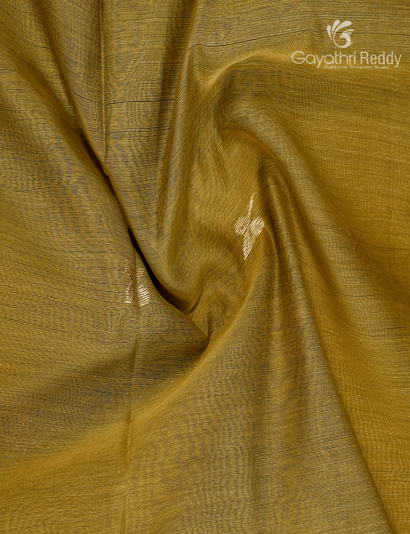 Pure Chanderi Sico Saree in Olive Green