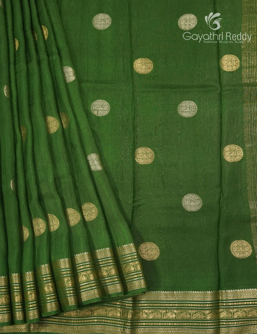 Semi Mysore Crepe Saree in Mango Green