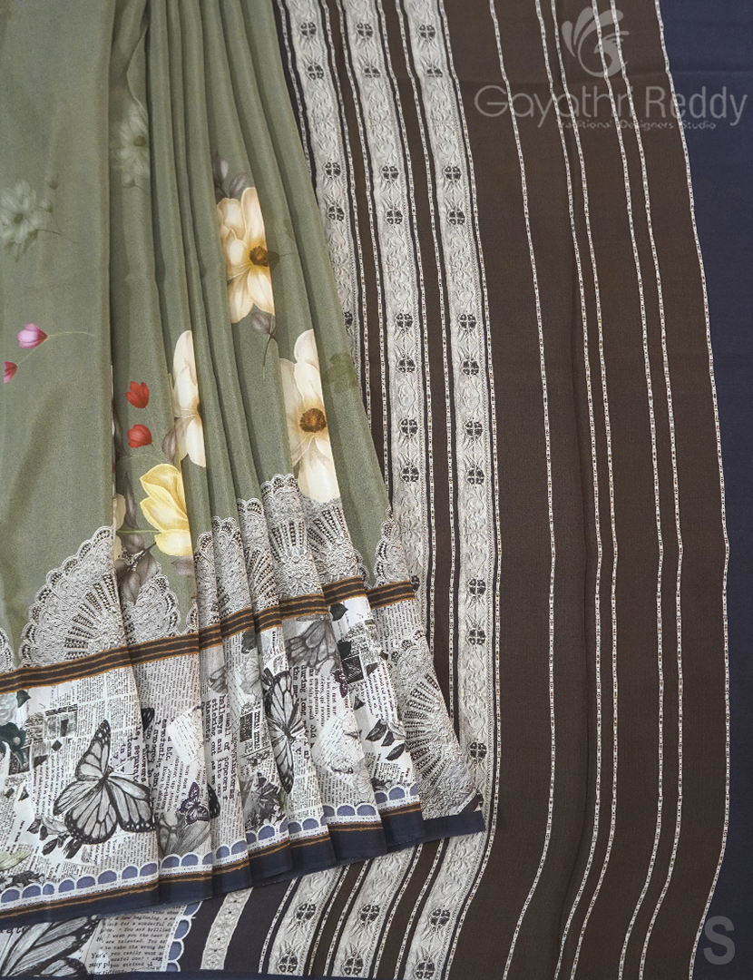 PURE CRAPE PRINTED SAREE-PCP14