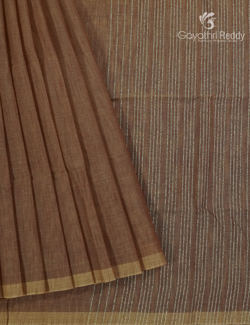 Pure Handloom Cotton Saree in Earthy Brown