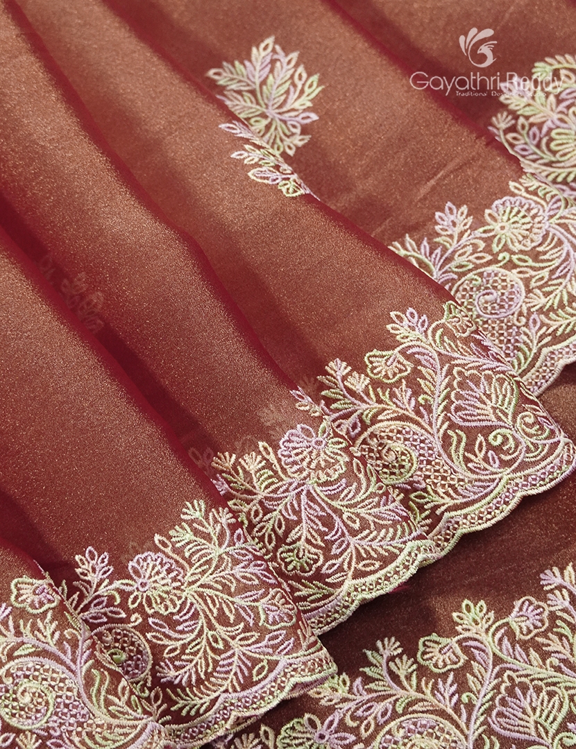 Fancy Saree in Deep Copper Red